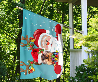 Yorkshire Santa Claus Christmas Flag House Christmas Decor For Outside Xmas Gift For Dog Lover