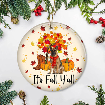 German Shepherd Dog It’s Fall Y'all Thanksgiving Ornament For Thanksgiving Door Decor