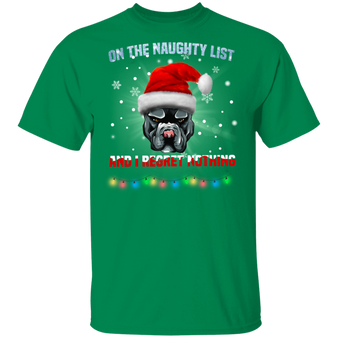 Bulldog On The Naughty List And I Regret Nothing T-Shirt Funny Christmas Vacation Shirt