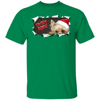 Yorkie Six Feet People Christmas 3D T-Shirt Cool Dog With Santa Hat Xmas Gifts For Dog Lovers