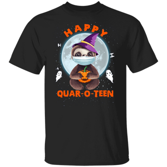 Sloth Happy Quar O Teen Shirt Happy Sloth Wearing Mask T-Shirt Halloween Graphic Tees