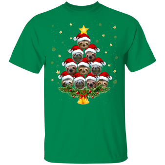 Sloth Christmas Tree T-Shirt Xmas Gift For Sloth Lovers Funny Gift For Siblings