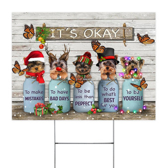 Butterfly  Yorkie It's Okay To Make Mistakes Yard Sign Christmas Gifts For Yorkie Lovers