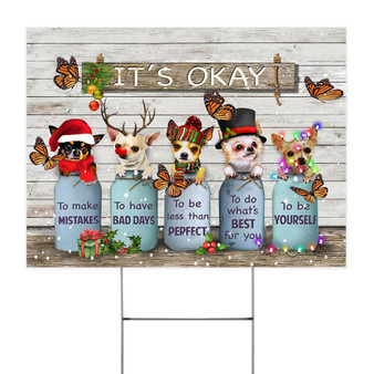 Butterfly Chihuahua It's Okay Quotes Yard Sign Paint Wood Vintage For Christmas Party