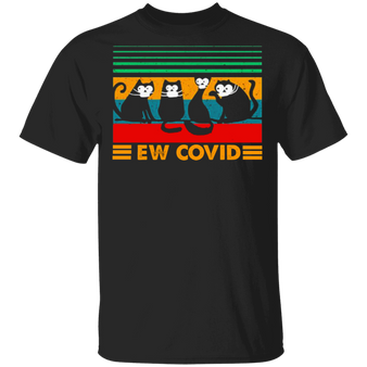 Black Cats Ew Virus T-Shirt Adorable Cats W Masks Funny Social Distancing Gifts For Cat Lovers