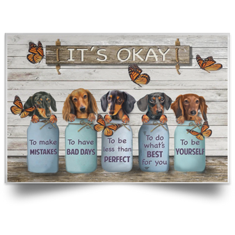 Dachshunds It's Okay Wooden Vintage Poster Inspirational Home Decor Wall Art Print Poster