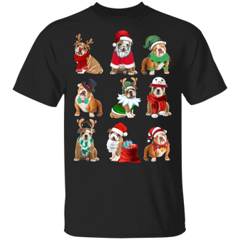 Bulldogs Merry Dress Up Christmas T-Shirt Humour Santa Elves Xmas Shirt Bulldog Merchandise