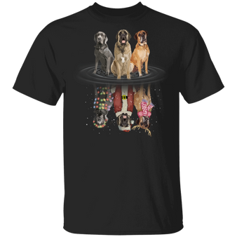 Mastiff Dog Water Mirror Reflection T-Shirt Funny Graphic Tees X-Mas Gifts For Dog Owners