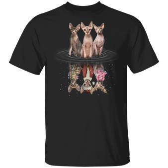 Sphynx Cat Water Reflection Christmas 3D T-Shirt Cat Reflection Funny Cat Halloween Gift Ideas