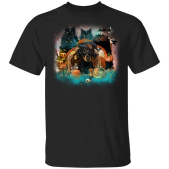 Dachshund And Black Cats Happy Halloween T-Shirt Party City Couples Costumes Couple Presents