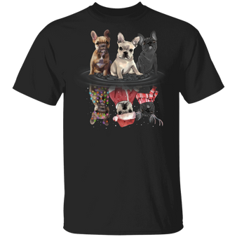 Frenchies Water Reflection Christmas Fashion T-Shirt Perfect Holiday Gifts For Dog Lovers