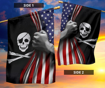 Jolly Roger Inside American Flag Skull Pirate Flag Halloween Decorations For Outside Gifts