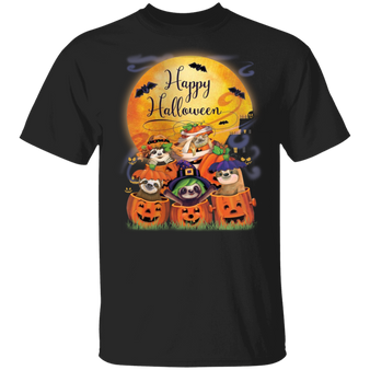 Sloth Family With Pumpkin Halloween Moon T-Shirt Halloween Shirt Family Gifts For Sloth Lovers