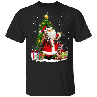Frenchies And Santa Claus Christmas Tree T-Shirt Merry X-Mas Gifts For Frenchies Lovers