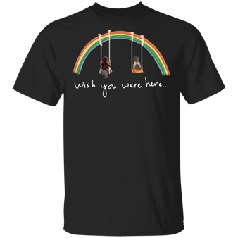 Frenchie Rainbow Wish You Were Here T-Shirt Graphic Tee Frenchie Bulldog Gifts For Friends