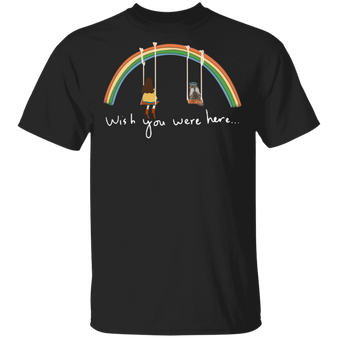 Dachshund Rainbow Wish You Were Here T-Shirt Graphic Tee Gifts For Friends Dachshund Gifts