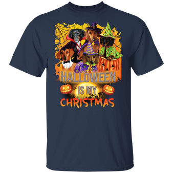 Witch Dachshunds Halloween Is My Christmas T-Shirt Party City Halloween Dachshund Gifts Unisex