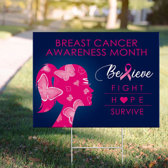 Fight Hope Survive Yard Sign Breast Cancer Awareness Month Believe Sign Lawn Decorations