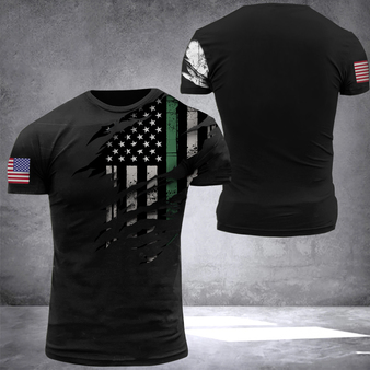 Army Thin Green Line USA Flag Shirt Veterans Days Gift Military T-Shirt