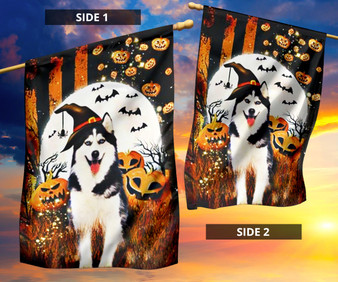 Husky Pumpkin Costume Halloween Holiday Flag For Bedroom Wall Decor Gift For Friend Dog Owner