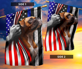 Boxer Dog Back The Blue Flag Thin Blue Line US Flag Support Police Yard Decor For Dog Owners