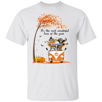 Sloth It's The Most Wonderful Time Of The Year T-Shirt Cute Pumpkin Sloth Halloween Fall Shirt