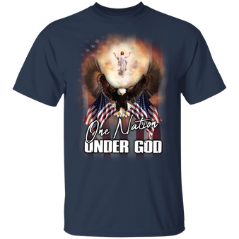 Eagle One Nation Under God Jesus Christian American Flag T-Shirt Patriotic Christian Apparel