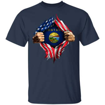 Montana Heartbeat Inside American Flag T-Shirt American Pride Family 4th Of July Shirts