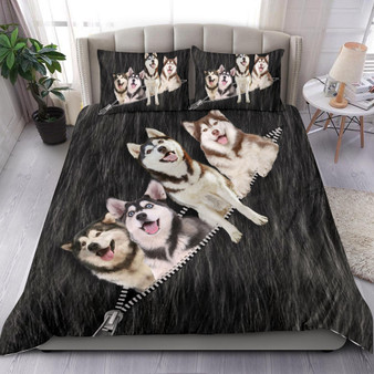 Smiling Husky Bedding Set Duvet Cover Gifts For Family Bedroom Decor