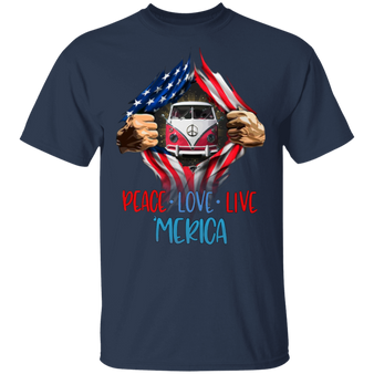 Peace Love Live Car Inside American Flag T-Shirt Gifts For Friend