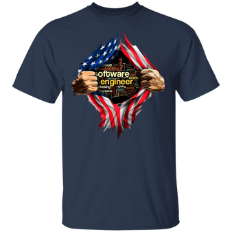 Engineer Software American Flag Men T-Shirt Dad Gifts