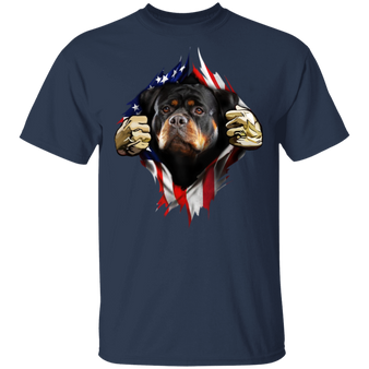 Rottweiler Inside American Flag T-Shirt 4th Of July Flag Patriotic Gift