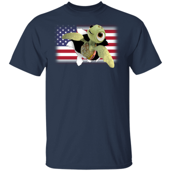 Turtle American Flag T-Shirt Cute Fourth Of July Shirt