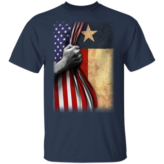 Texas Flag Inside American Flag T-Shirt 4th Of July Shirts Gift For Patriotic