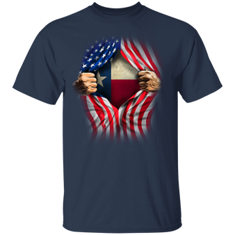 Texas Flag Inside American Flag T-Shirt Family 4th Of July Shirts