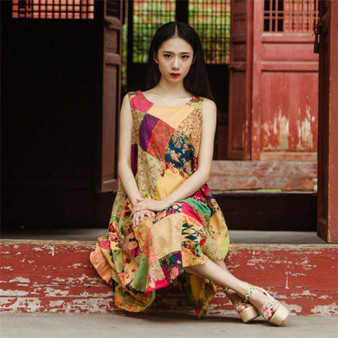 Date at The Temple Patchwork Maxi Dress