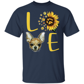 Cute Chihuahua Paw Love Sunflower Shirt Womens - Gifts For Dog Lover