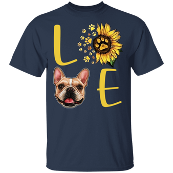 Adorable Frenchie Paw Love Sunflower Shirt Womens - Gifts For Dog Lover