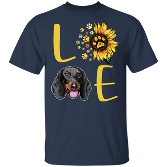 Adorable Dachshund Paw Love Sunflower Shirt Womens - Gifts For Dog Lover