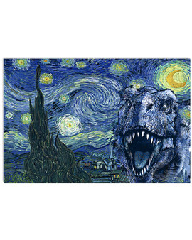 T-Rex The Starry Night by Vincent Van Gogh Poster I Survived 2020 Gift For Dinosaur Lover