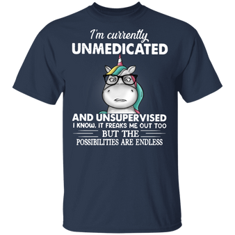 Unicorn I'm Currently Unmedicated And Unsupervised T-Shirt Funny Unicorn Gifts For Girls