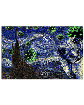 Dachshund The Starry Night by Vincent Van Gogh Poster Print I Survived 2020 Poster Gift For Dog Lover