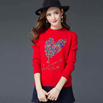 Love Feather Knitted Sweater