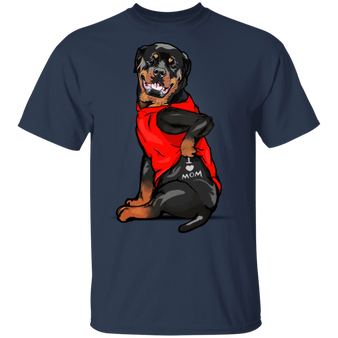 Rottweiler Tattoo I Love Mom Dog Mom Shirt Cute