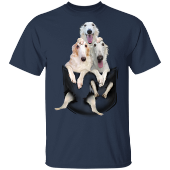 Borzoi Puppies 3D Inside Pocket Borzoi T-Shirt Cute Valentines Day Gifts For Him