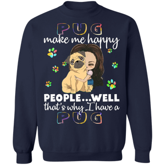 Bulldog Make Me Happy Pug Sweater Womens Lovely Gifts For Girls