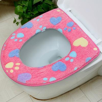 Cute & Coral Velvet Toilet Cover Set