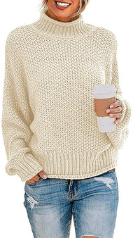 Women Turtleneck Batwing Sleeve Jumper