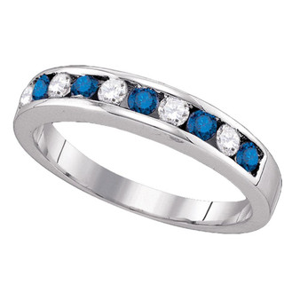 Diamond Band | 10kt White Gold Womens Round Blue Color Enhanced Diamond Band Ring 1/4 Cttw |  Splendid Jewellery