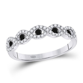 Diamond Band | 10kt White Gold Womens Round Black Color Enhanced Diamond Band Ring 1/3 Cttw |  Splendid Jewellery